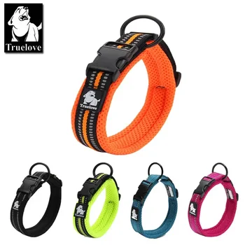 Truelove verstellbares, mit Netzstoff gepolstertes Haustier-Hundehalsband, 3 m reflektierendes Nylon-Hundehalsband, langlebig, robust, für alle Rassen, alle Wetter, 8 Größen