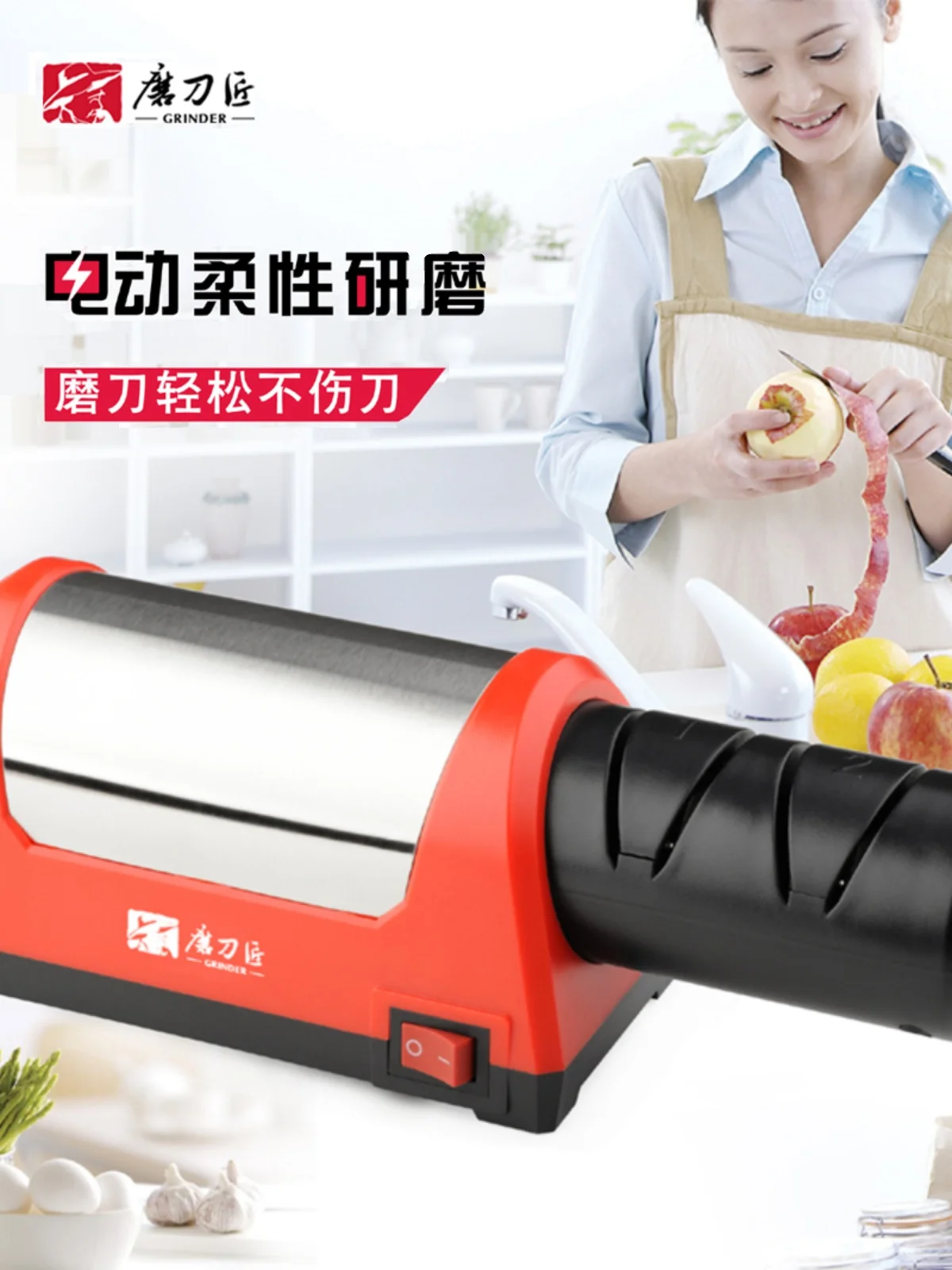 Knife Sharpener with Sharpening Stone Two Stages Diamond Kitchen Knife Sharpener Electric Diamond Steel Ceramic