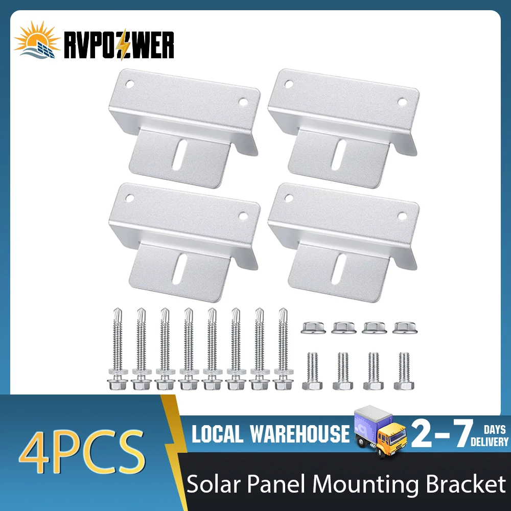 RVPOZWER 4-teiliges Set Solarpanel-Montagehalterungszubehör aus leichtem Aluminium für Dächer, Hinterhöfe, netzunabhängige Anwendungen