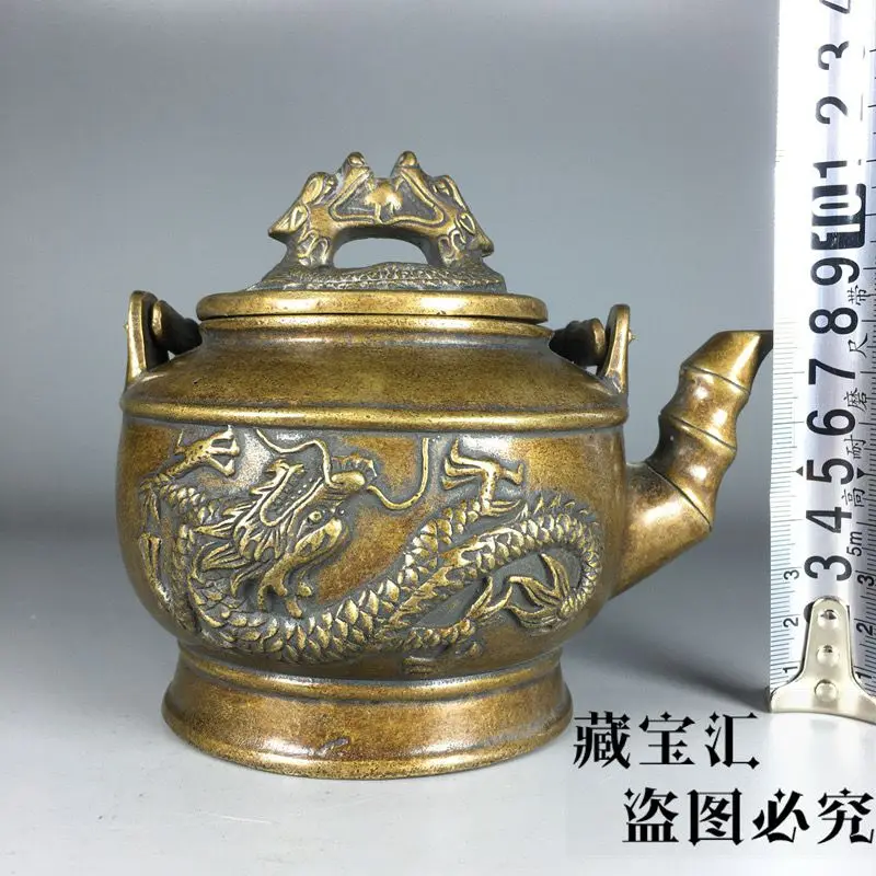 Retro Bamboo‑shape handle dragon Teapot Ornament Decoration Tea Pet Figurines Desk Decor Accessories view 2