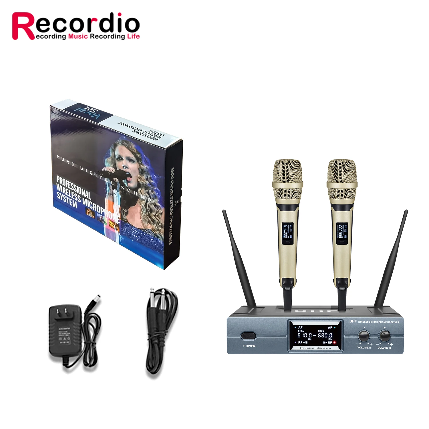GAW-9001 Doppio microfono wireless professionale KTV Stage Sistema audio portatile dinamico per attività all'aperto
