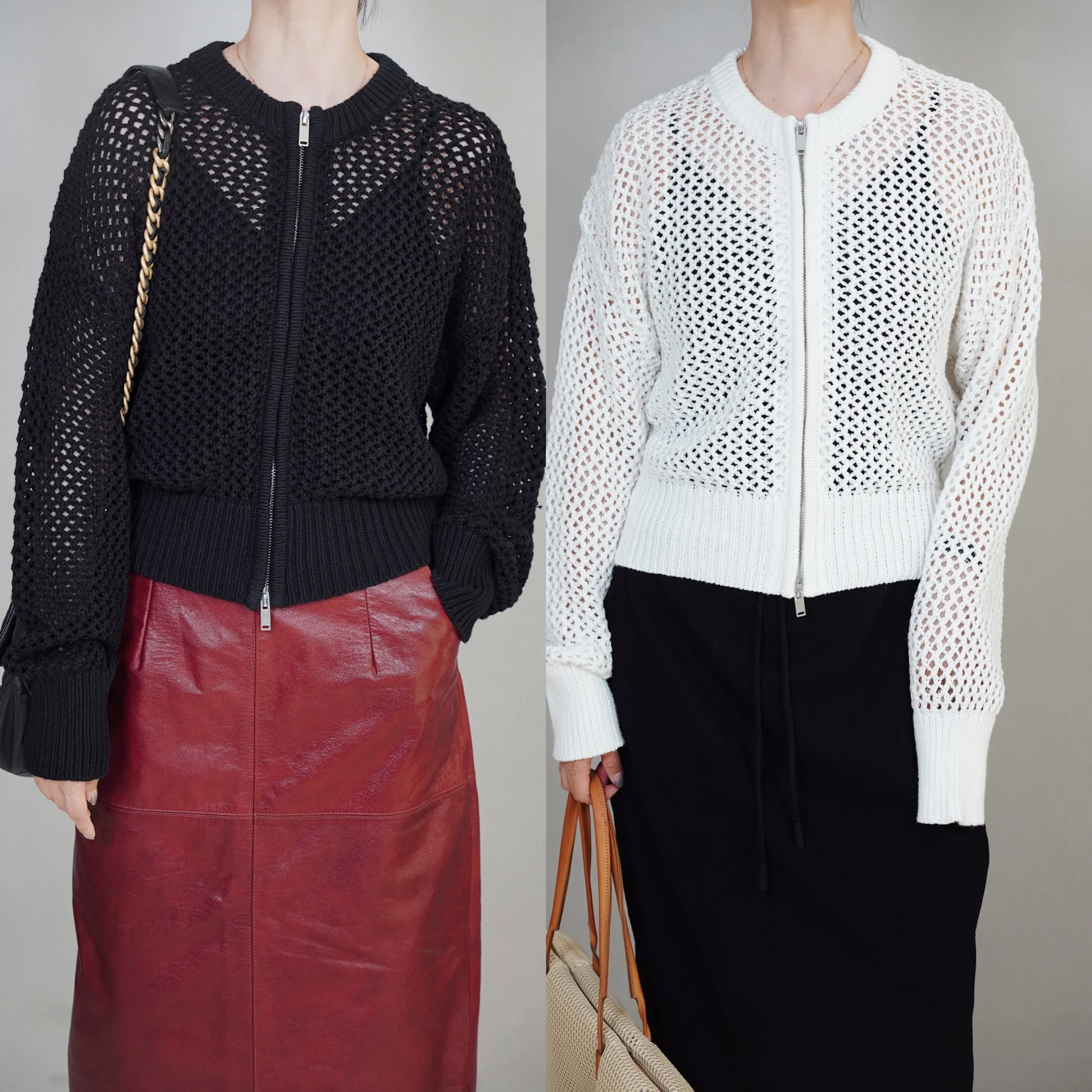 

V-Ne Knitted Linen Open Cardigan Long Sve Hollow out One-oulder Design New Arrival Women's Faion Autumn Wear