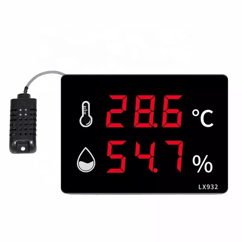 

Digital Hygrometer LX932-B with External Probe - Accurate Temp/Humidity Monitor for Pool Homes Greenhouse and Aquaculture