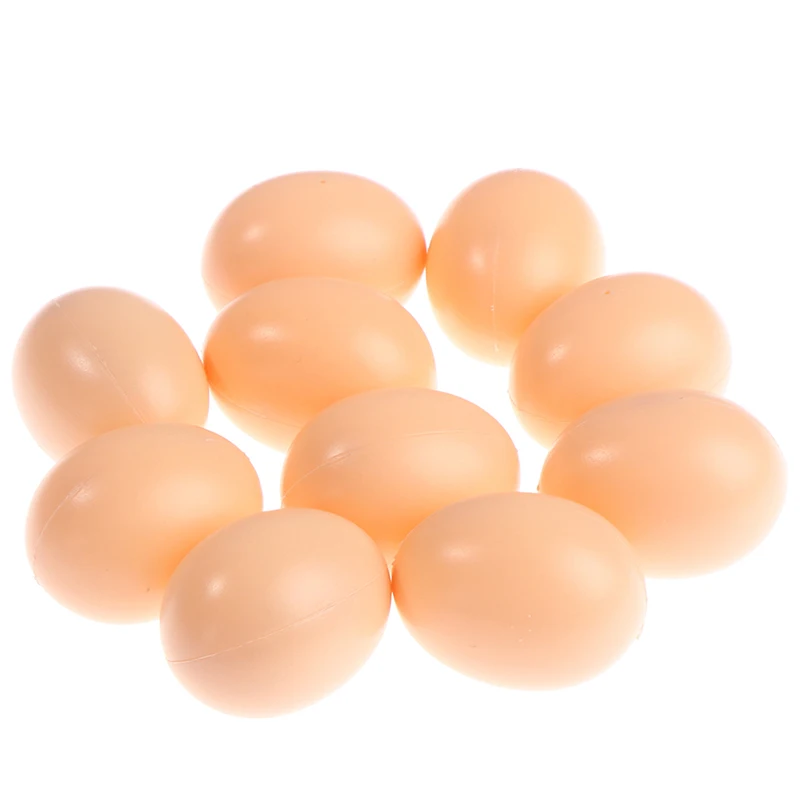 10 Pcs Hen Poultry Simulation Artificial Faux Fake Plastic Eggs For Chicken Duck Geese Hatch Incubation Breeding