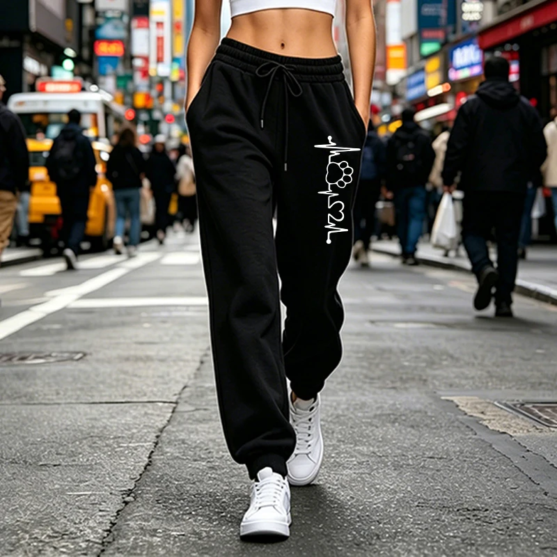 Damen-Sweatpants mit Aufdruck, lässige, weite Hosen für Outdoor, Fitness, Sport, Jogging, Herbst- und Wintermode, Streetwear-Sportbekleidung – Detail 2
