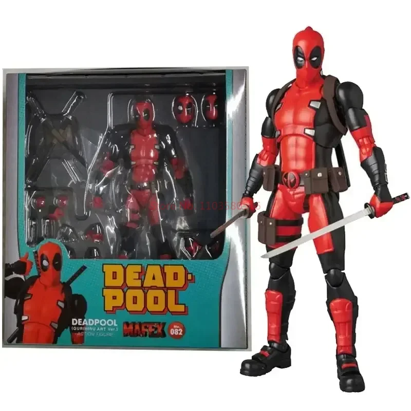 Stock 16cm Anime Deadpool Mafex 082 X-men Action Figures Comic Version Collectable Model Doll Cool Boys Birthday Festival Gifts