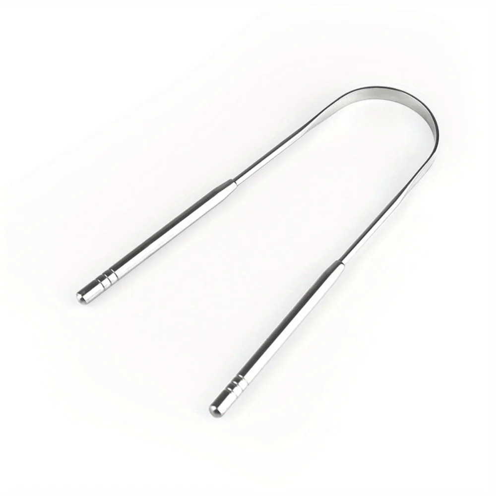 مكشطة اللسان على شكل حرف U. يزيل بقع طلاء اللسان، تصميم محمول للرجال والنساء. #5