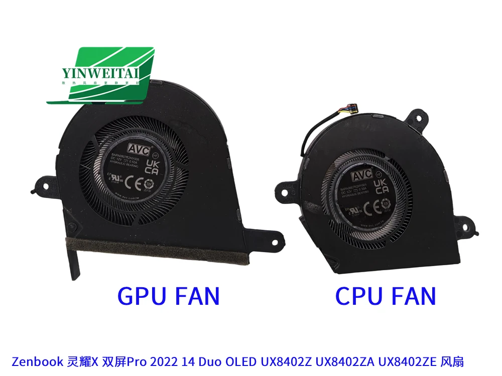 

Вентилятор для процессора и графического ускорителя для ASUS Zenbook Pro 14 Duo OLED UX8402Z UX8402ZA UX8402ZE BAPA0607R2HY001 BAPA0807R2HY005 DC12V 0.5A