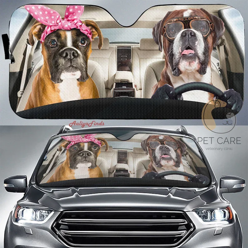 

Boxer Dog Auto Sun Shade Car Windshield Sunshade Type Window Sunshade Summer Sunscreen Custom Front Sunshade Insulation Cloth