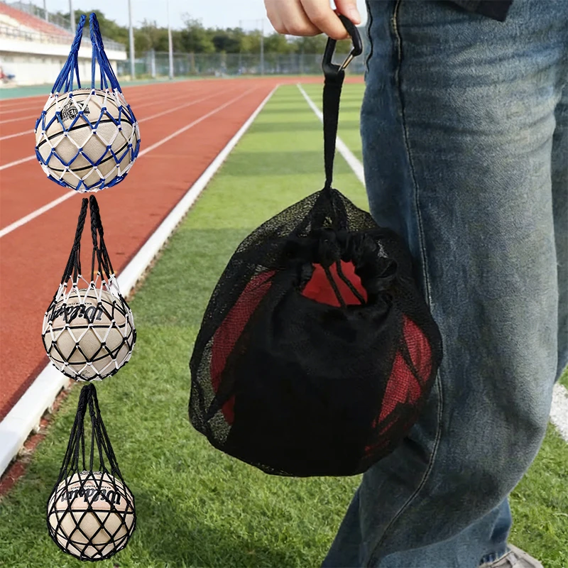 حقيبة شبكية لكرة السلة برباط، شبكة منسوجة سميكة لتخزين كرة السلة، حقيبة شبكية للتدريب من النايلون المتين لجميع أنواع معدات الكرات