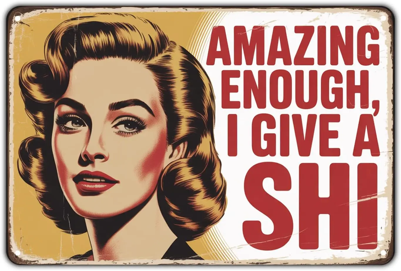 Retro Woman Amazing Enough Tin Sign Vintage Motivational Saying Metal Sign Print Aesthetic for Garden Yard Bar Porch Home Bedroo