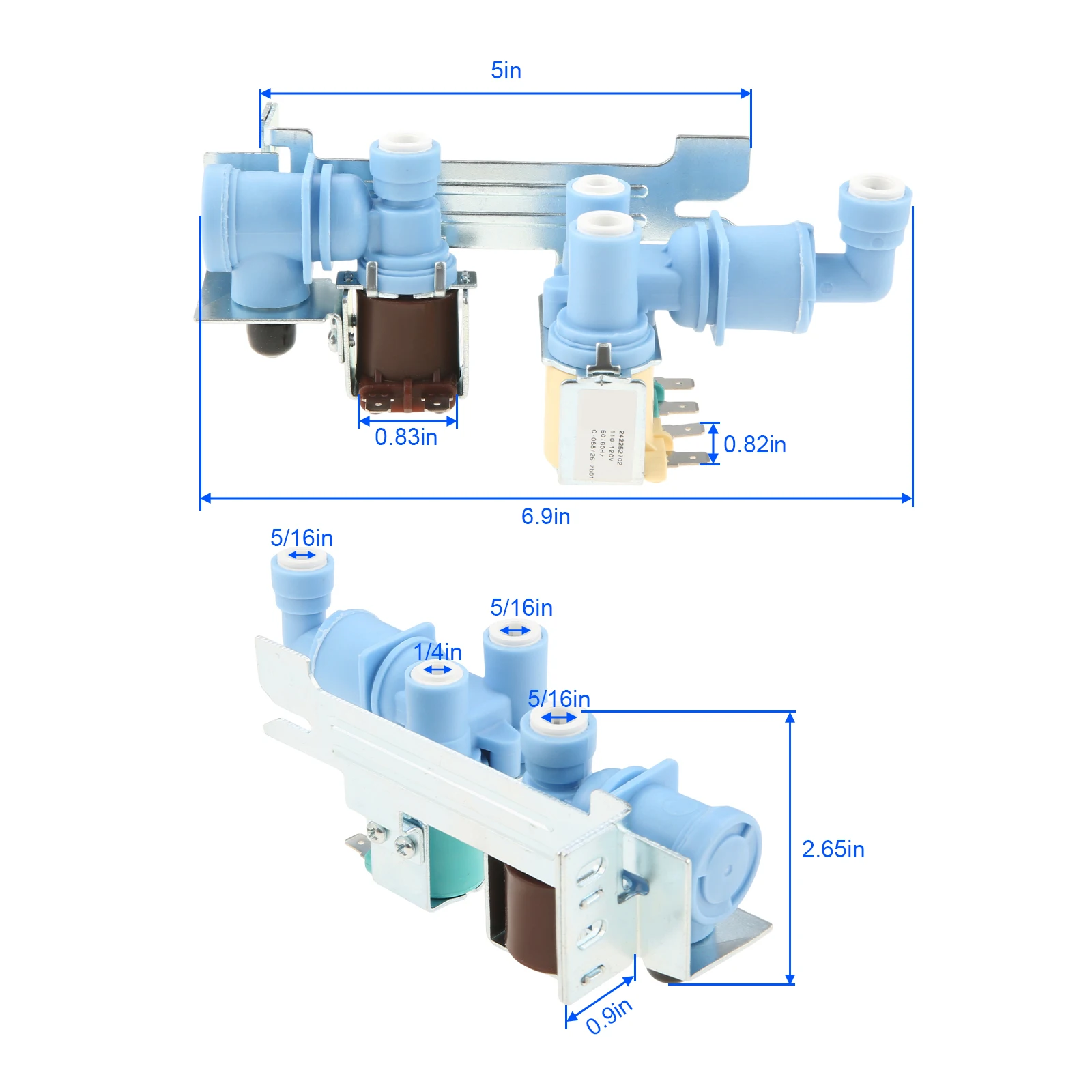 Refrigerator Water Inlet Valve 242252702 for Frigidaire Electrolux Kenmore Crosley 240505101 240531101 K-76150 WV2702241 636701