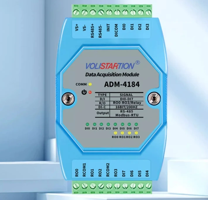 ADM-4184 8 채널 스위치 수량 획득 모듈, 8DI/4DO 4 채널 릴레이 출력 모듈, 485 Modbus ADM-4184