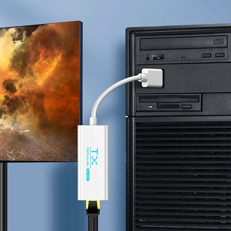 2 Stück USB-Extender an RJ45-Anschluss, USB 2,0 bis RJ45 Ethernet LAN Extender-Verlängerung adapter kabel bis Meter