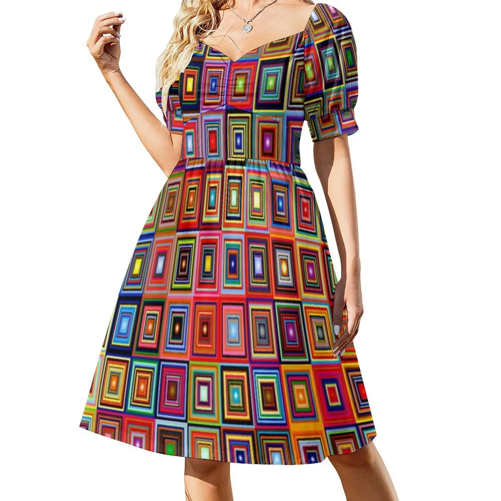 Pattern-661 Sweetheart Neckline Dress Elegant Summer Party Dress For Women Artwork By Modern Abstract Abstract Art Evening