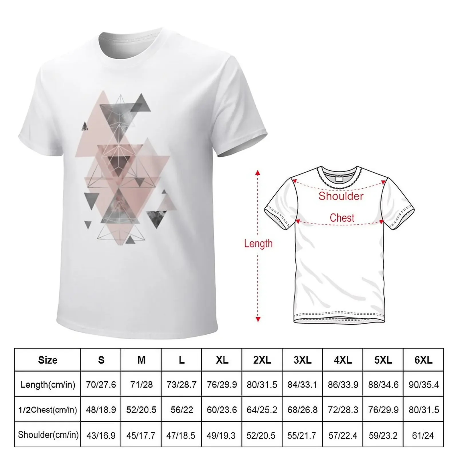 Abstract Geo in blush pink and grey T-Shirt Blouse anime clothes mens clothing