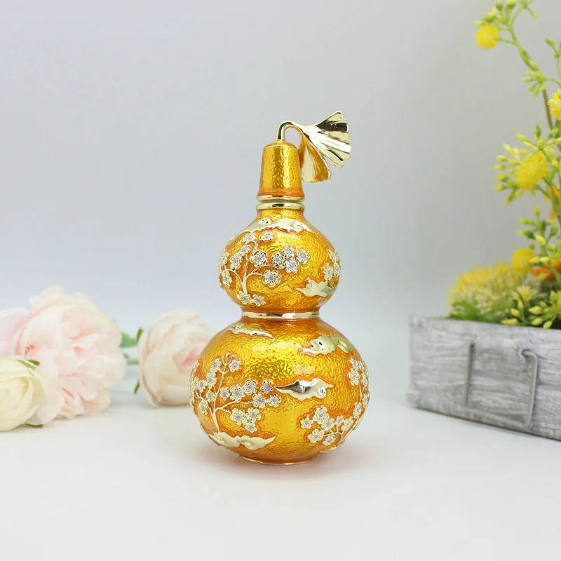 SHINNYGIFTS Pewter Enamel Wu lou Home Decorative FengShui Metal Crafts Figurine New Year Gifts
