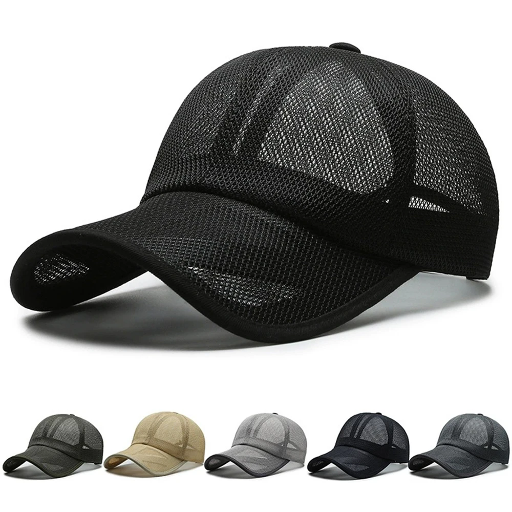 Breathable Mesh Baseball Cap for Men Women Summer Outdoor Sports Sunscreen Sunhat with Openwork Brim