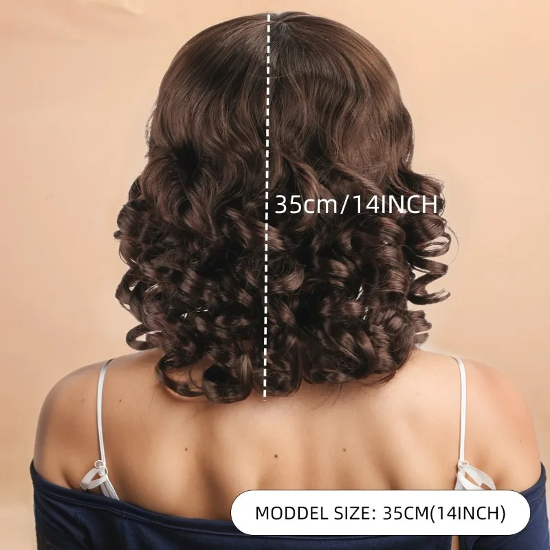 امرأة حفلة مجعد الشعر الكرة مساء اللباس أغطية الرأس اليد ملفوفة لفة الألياف الكيماوية الشعر ينتهي شعر مستعار سيدة اليومية مباراة الشعر القصير