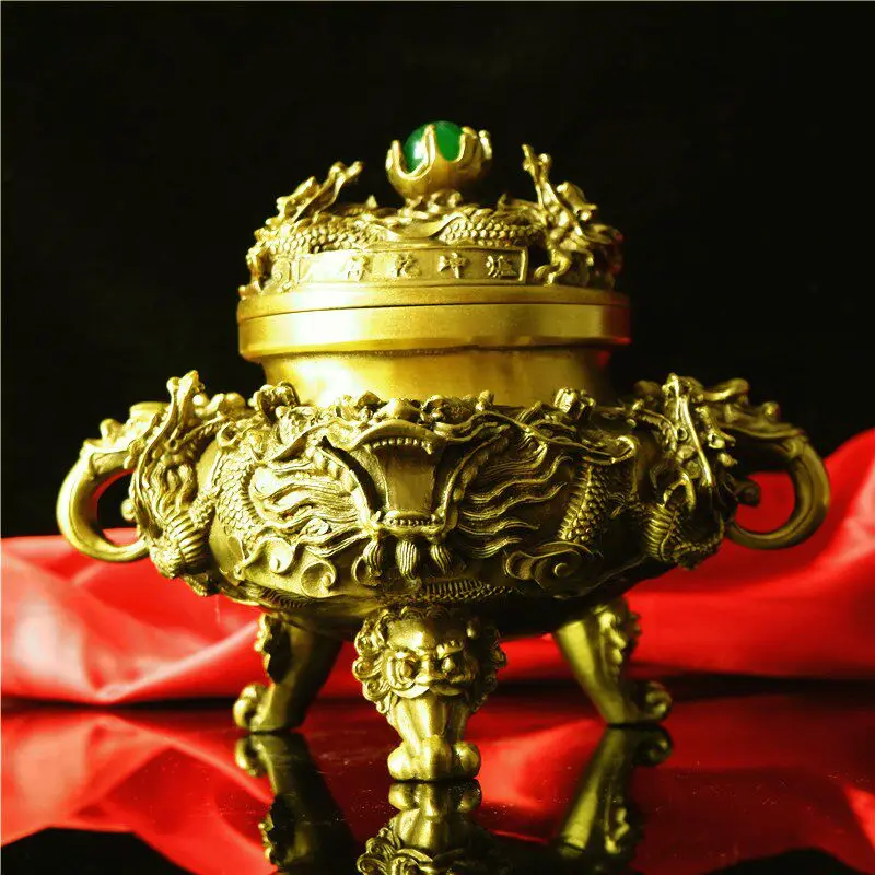 Pure Copper Incense Decoration Antique Kowloon Incense Supplies Bedroom Sandalwood Stove Home Ornament Crafts Decoration