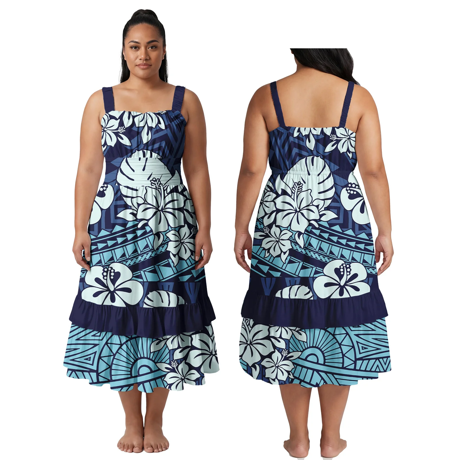 

Hot Selling Lady Wear Custom Logo Polynesian Clothing Hawaiian Casual Women Dresses Plus Size Samoan Tribal Design Ladies Skirts