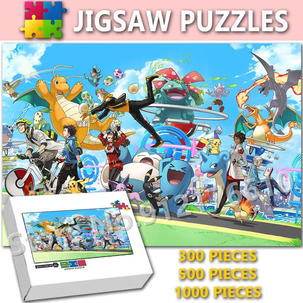 

Pikachu Puzzle Anime Jigsaw Puzzles 300/500/1000 Pieces Pokemon Cartoon Educational Toys Diy Decompress Puzzle Christmas Gifts