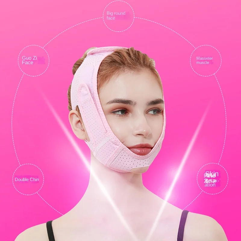 Atmungsaktive Mesh-V-Face-Lifting-Maske für die Gesichtskonturierung, schlankmachende Schlafunterstützung, wiederverwendbarer, straffender Gurt, Gesichtsformer-Band