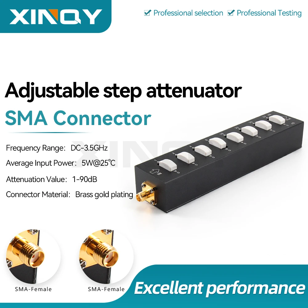 SMA Step Attenuator 1-90dB Push-Button/Toggle Adjustable 3.5GHz Signal RF Attenuator