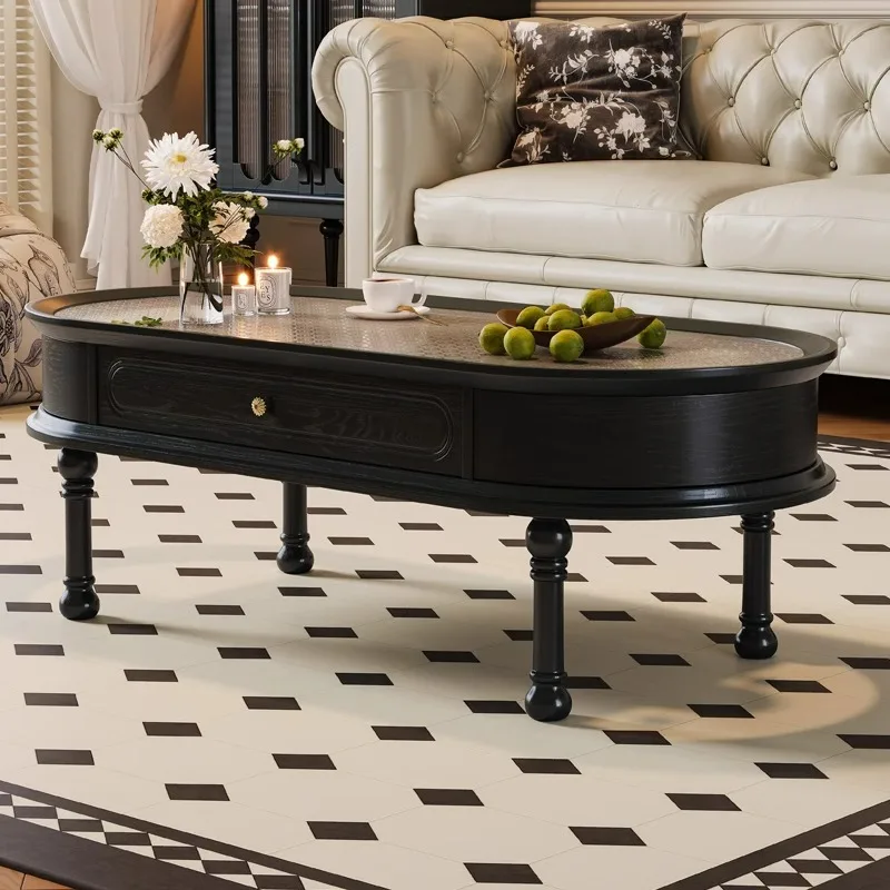 

French retro solid wood coffee table living room