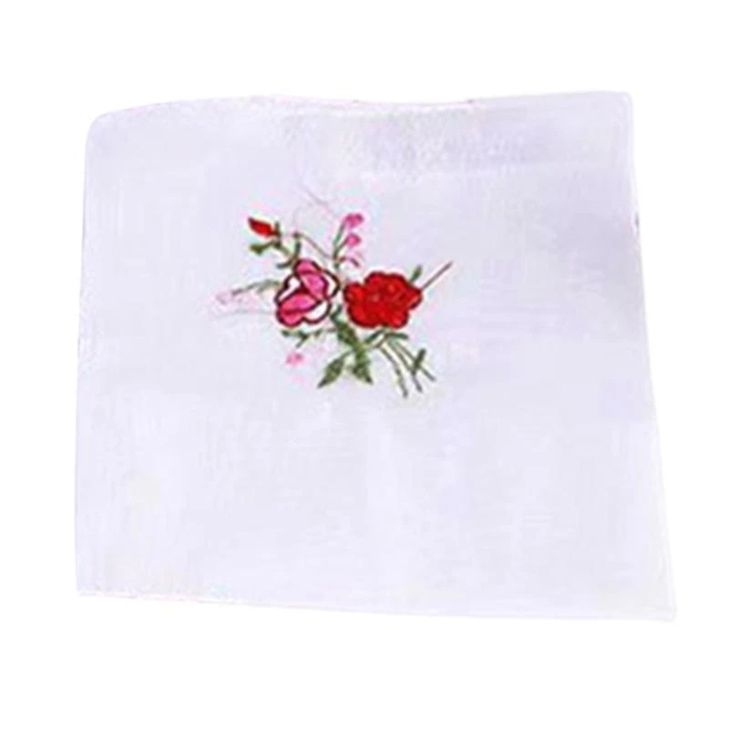 

28x28CM Embroidery Handkerchief Towel for Adult Square Bandanas MultiUse Face Towel Man Sweat Wipe Pocket Towel Hankie