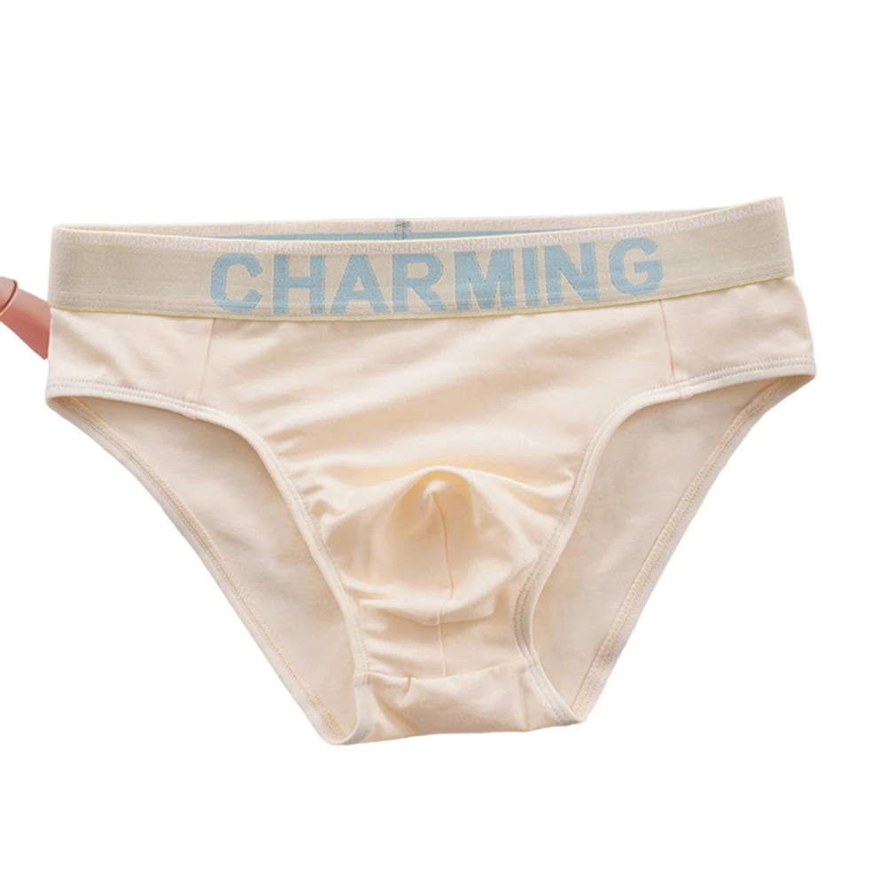 

Men Bulge Pouch Soft Briefs Pure Color Breathable Youth Sleep Underwear Letter Elastic Waist Soft Smooth Daily Underpants