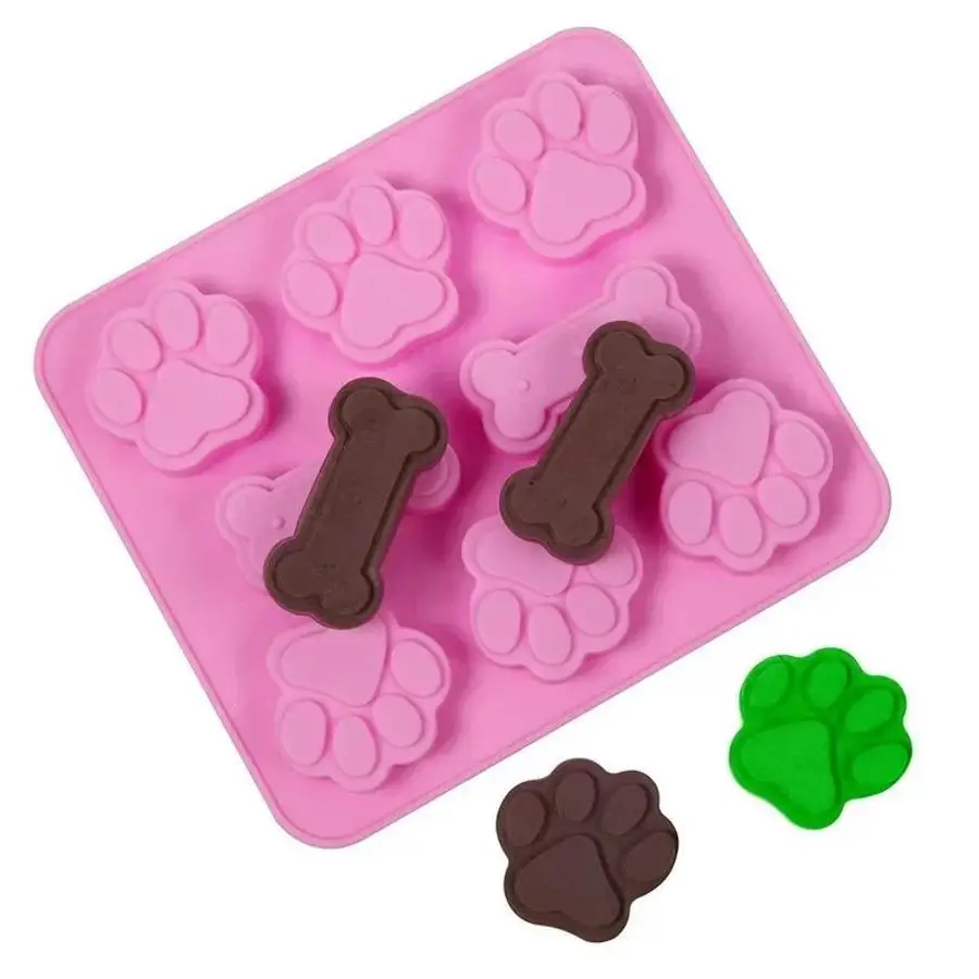 Creative New Cute Dog Footprint & Bone Silicone Mold DIY Fondant Cake Cookie Cutter Handmade Baking Bakeware Accessories