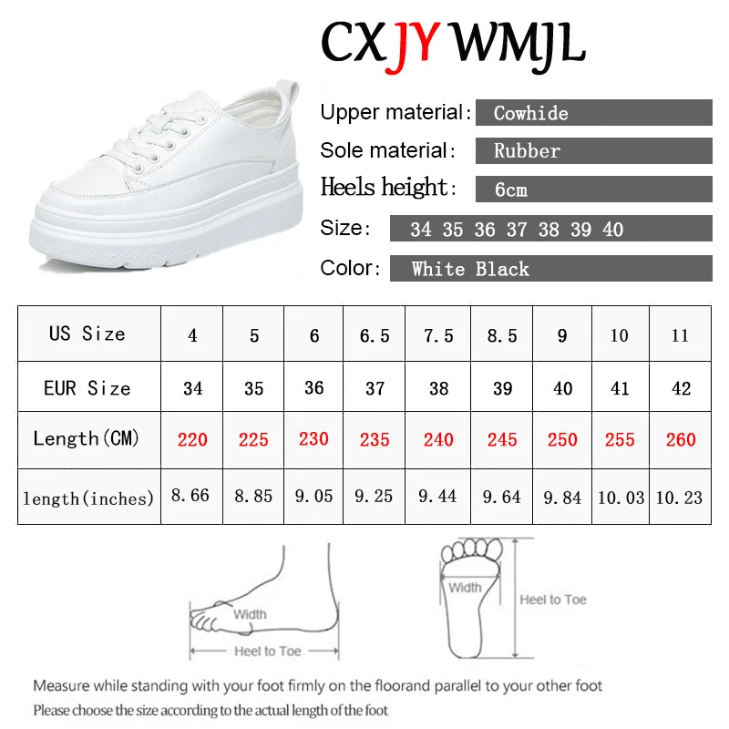 Genuine Leather White Casual Shoes Women Platform Sneaker Black Vulcanized Shoe Summer Comfortable Flats Woman Internal Increase