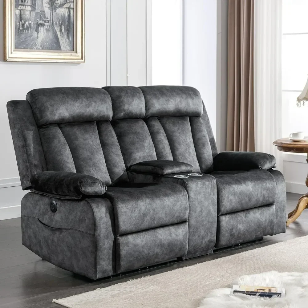 

Dual Reclining Loveseat Sofas, Heat and Massage, Cup Holders, USB & Type-C Charge Ports, Pocket, Living Love Seat Recliner Sofa