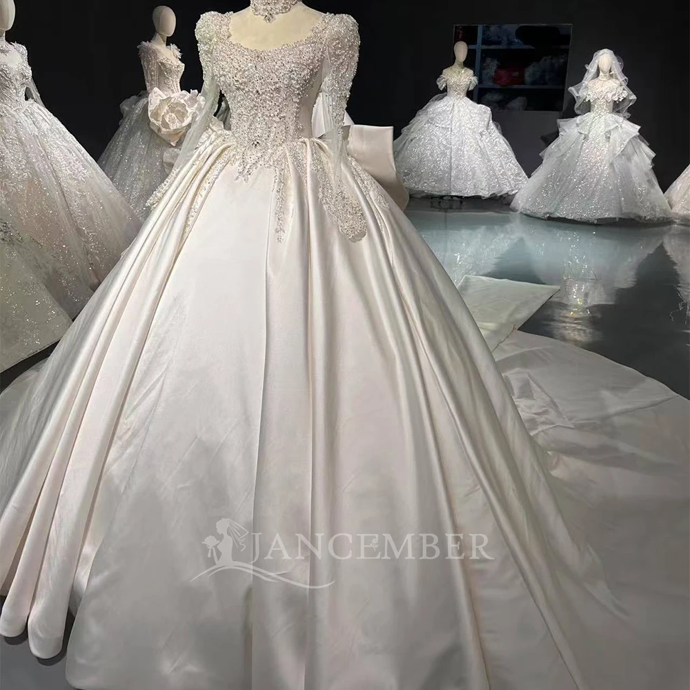 فستان زفاف عتيق بأكمام طويلة من الدانتيل مخصص ثوب حفلة بأربطة من الخلف فساتين زفاف الأميرة Vestido De Noiva #4