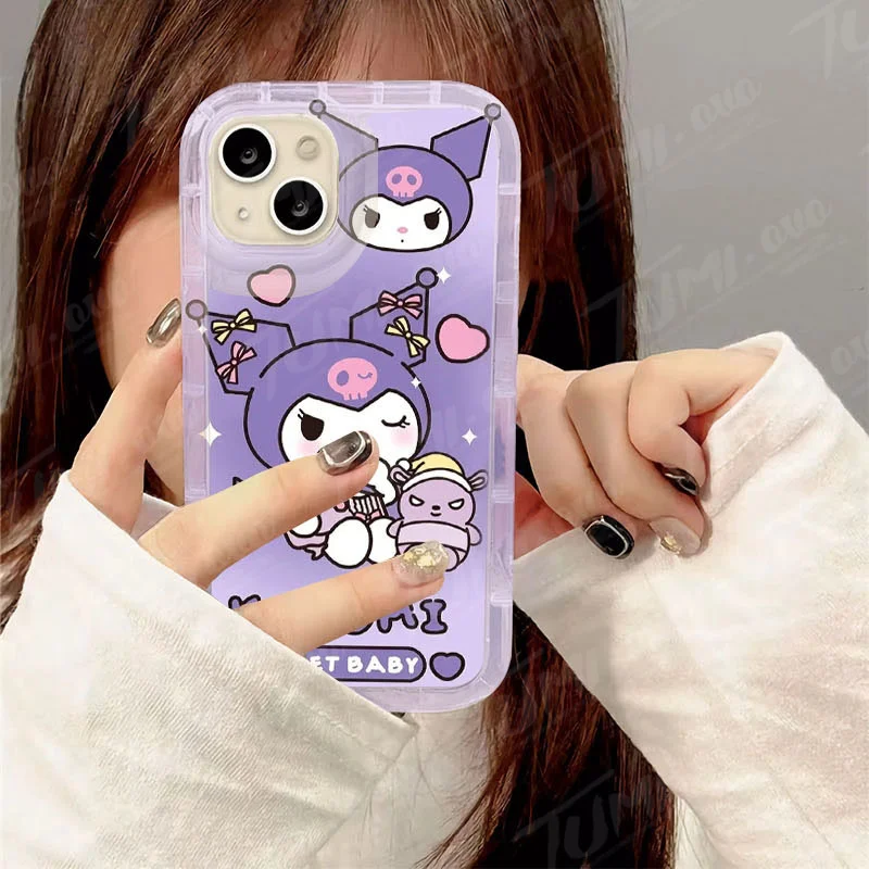 Silikonowe etui na telefon do iPhone\'a 15 14 13 12 11 Pro XR XR XS X 8 7 6S Plus SE 2020 przezroczysta tylna obudowa Sanrio Hello Kitty Pochacco