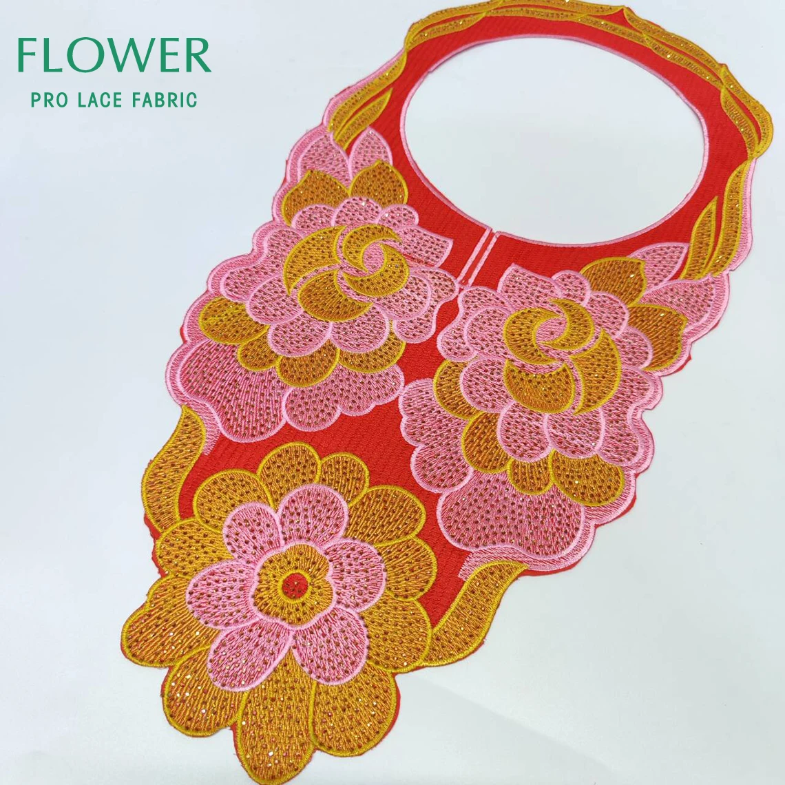 

Pink African Women Neckline Collar With Stones Embroidery Appliques Women Bride Wedding Dress DIY Accessories Material