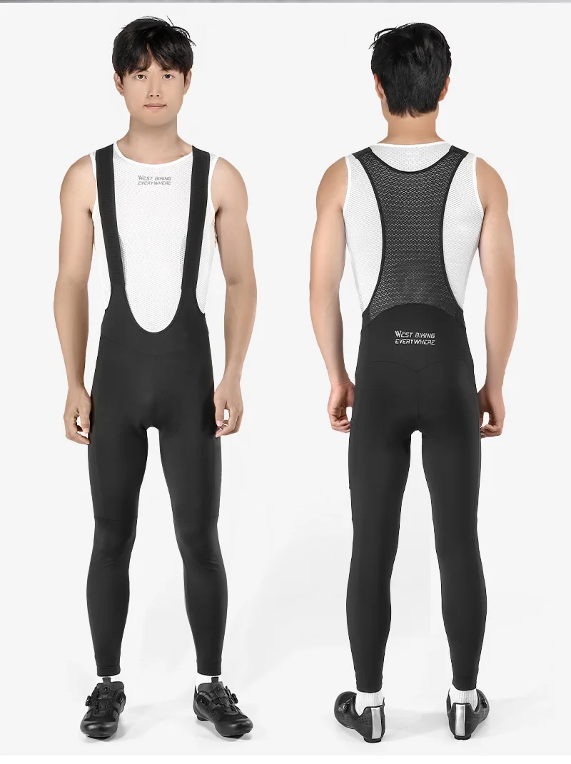 WEST BIKING Herren Radsport-Trägerhose mit 3D-Stoßdämpfendem Schwammpolster, atmungsaktivem Mesh, breiten Trägern, reflektierend, warm, thermisch. – Detail 14