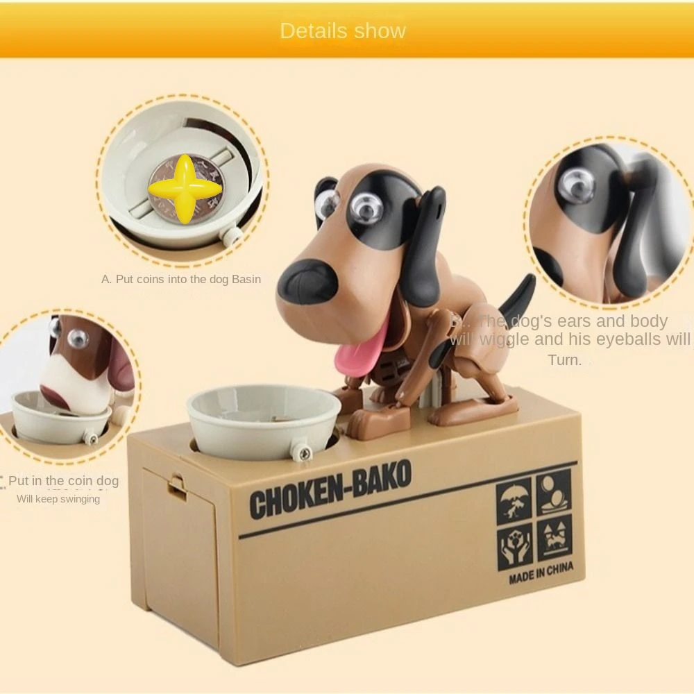 Novo bonito cão cofrinho durável anti-queda inteligente filhote de cachorro gato caixa cofrinho automatizado eletrônico caixa de poupança de dinheiro para presente de aniversário