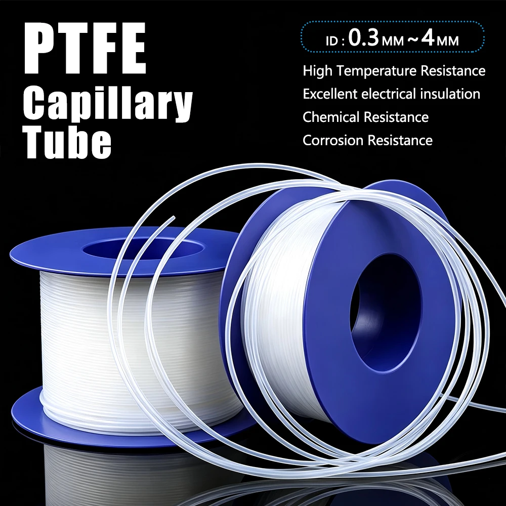 PTFE tube OD 0.6mm ~ 6mm  capillary semi transparent fine hose High-Quality Electrical Insulation Material Multiple sizes