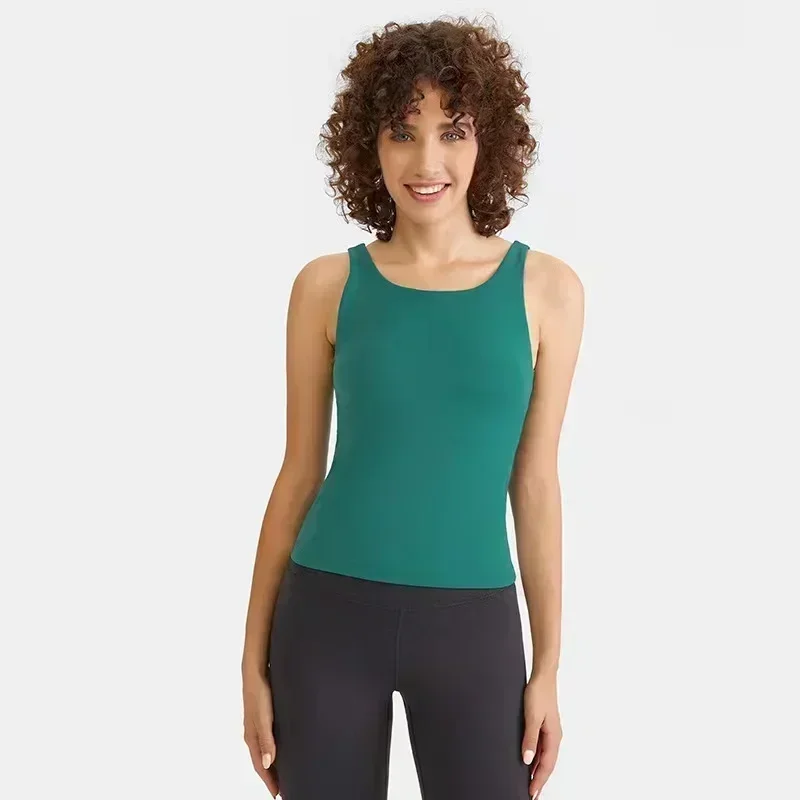 Lemon Women Yoga Vest Deep U Beautiful Backstrap Chest Pad Gym Running And Fitness Sports Tank Tops  Stretch Sexy Blouse Female