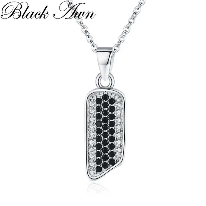 2024 New Classic Fine Silver Color Necklaces&Pendants Jewelry Trendy Black&White Stone Necklace Women K077