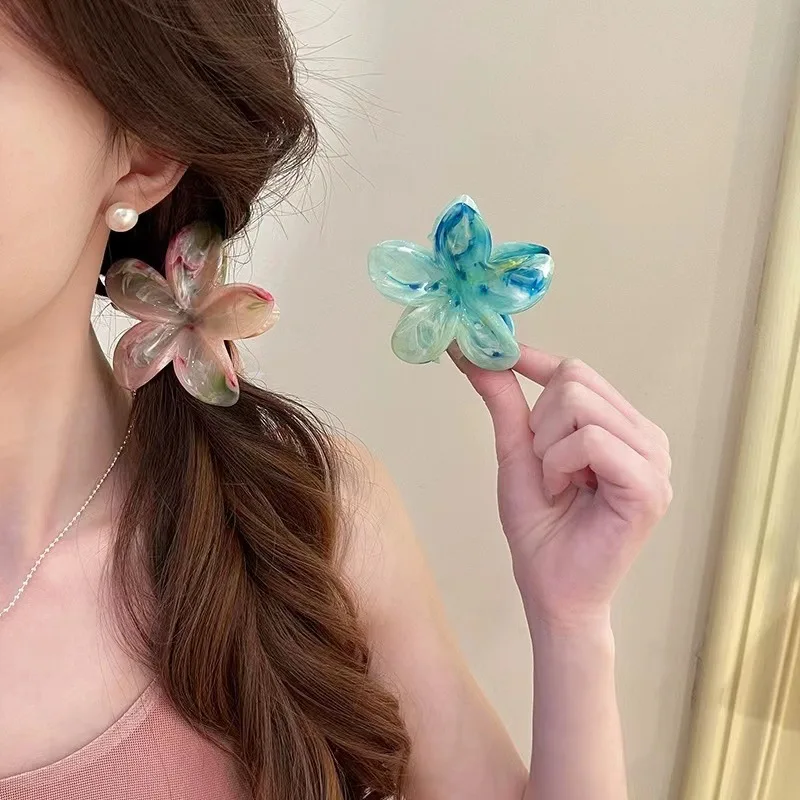 Haarclips Dames Zomer Parelmoervlinder Haarspeld Bauhinia Klauw Haai Klauw Zoete Verse Klauw Clips Kawaii Bloem Haaraccessoires