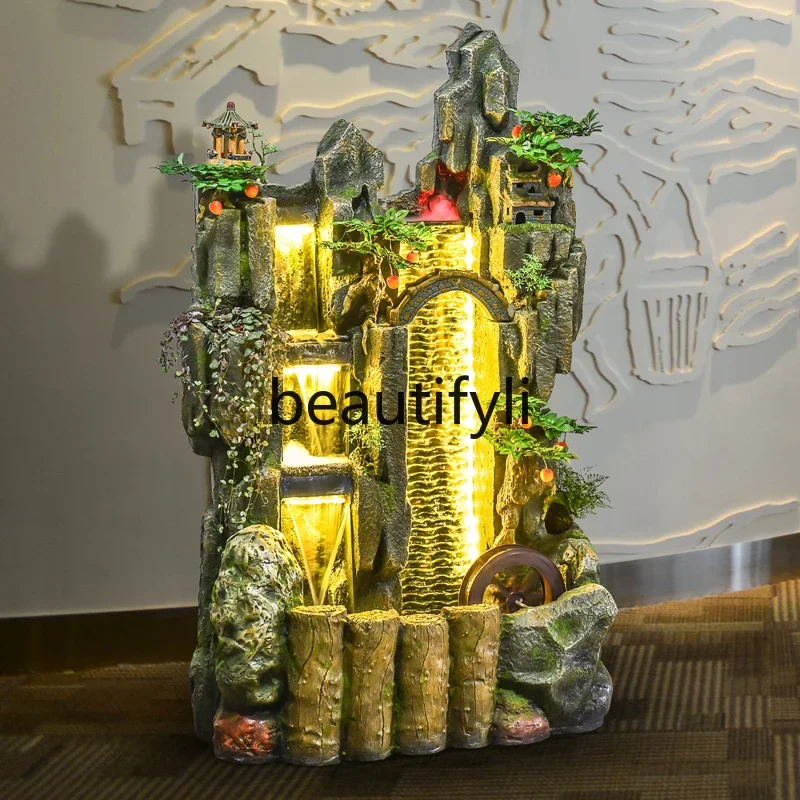 FG11Rockery flowing water fountain ornament water curtain wall living room water feature fish pond creative home decoration