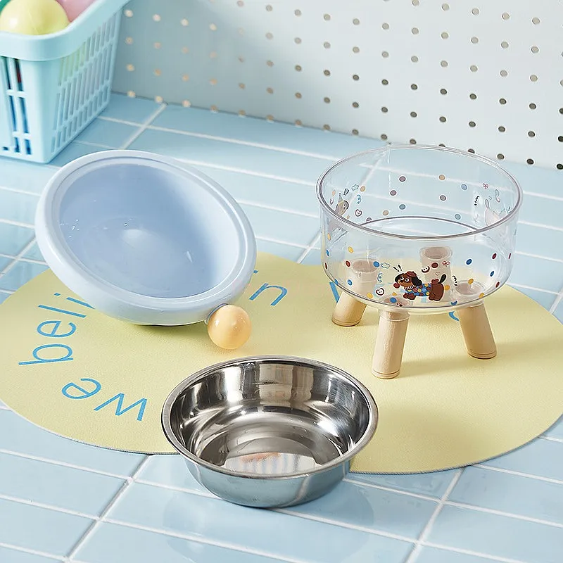 Elevated Cat Dog Bowl Stand Anti-Spill Anti-Slip Stainless Steel No Black Chin Pet Food Dish
