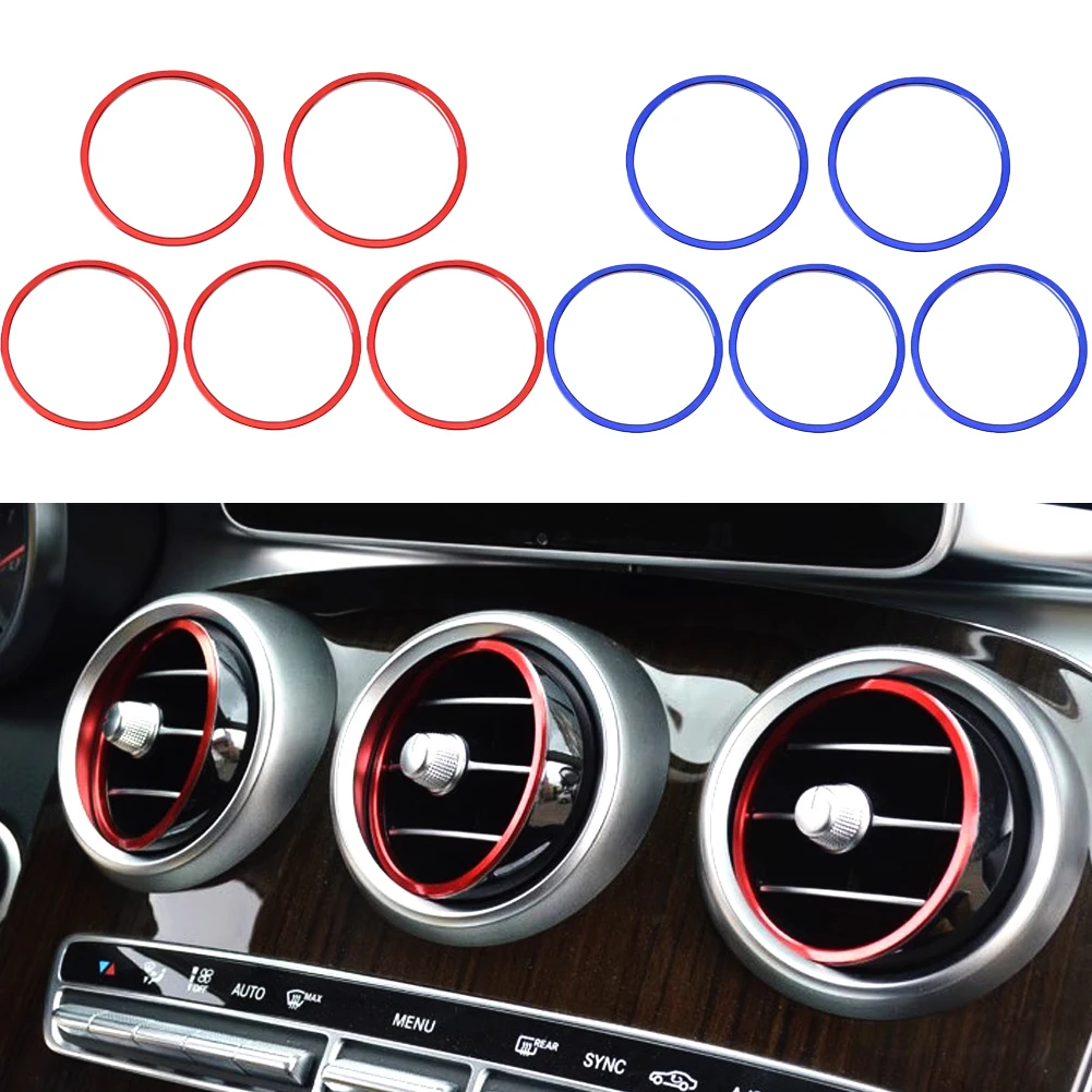 Alloy Car Front Air Conditioning Vent Outlet Ring Trim Cover For Mercedes Benz C GLC Class W205 X253 2015 2016-2021