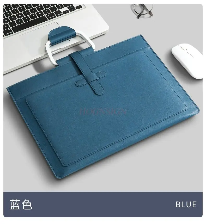Handheld file bag A4 leather business file bag, document bag, bill storage bag, multi-layer folder, thickened waterproof office view 5