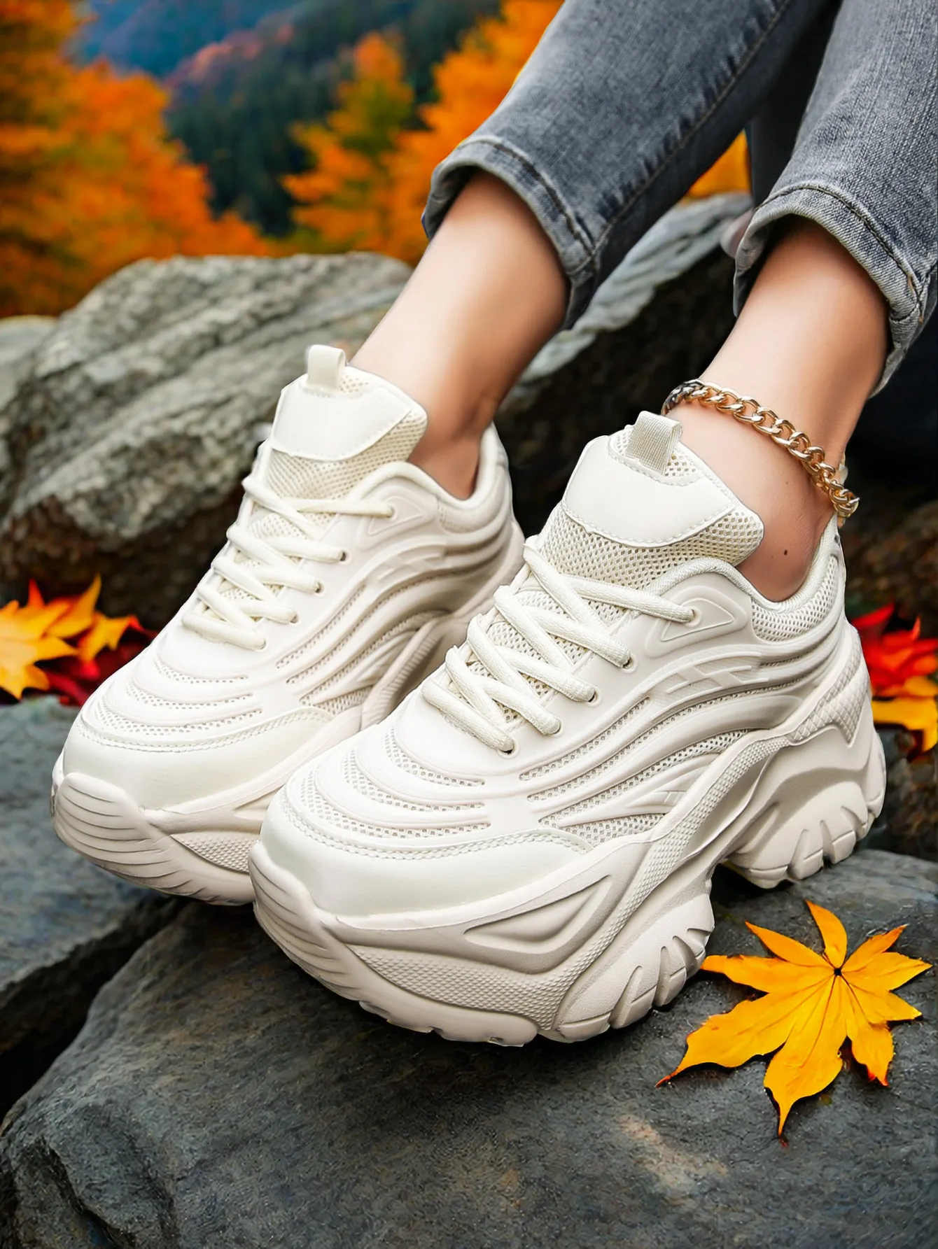 Women\'s four seasons outdoor sports shoes summer breathable wear platform sandals spring and autumn high heels women\'s shoes