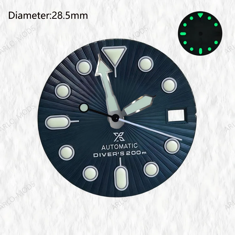 Image of 28,5 mm NH35 S-Logo-Zifferblatt, Eisblau, Weiß, Schwarz, Grau, radial strukturiertes Zifferblatt für NH35-Uhrwerk, Prospe S Zifferblatt-Modifikationsteile