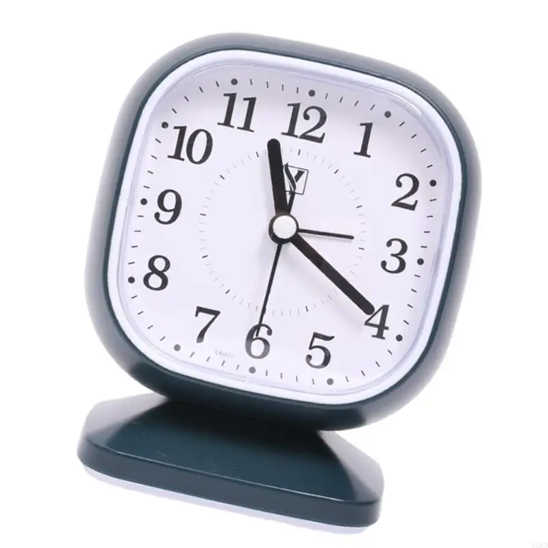 62KD Stylish Quiet Alarm Clock with Arabic Numerals Battery Operated No Ticking Analog Desk Clock for Children Bedroom